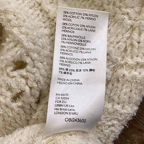 Pilcro Anthropologie Sweater Womens XS Ivory Cable Knit Boho Merino Wool Blend - Picture 9 of 10